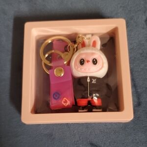 Louis Vuitton Pink Bunny Keychain with Gold Hardware